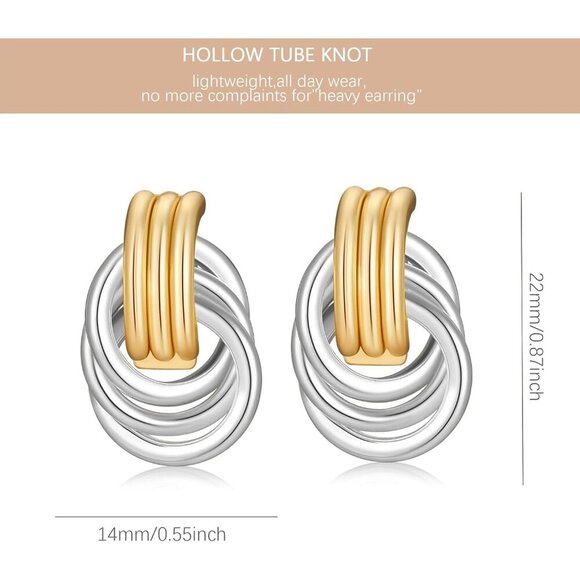 🆕 Women Gold Starfish Knot Earrings 14k Trendy Minimalist Dainty Summer Jewelry - Picture 3 of 6